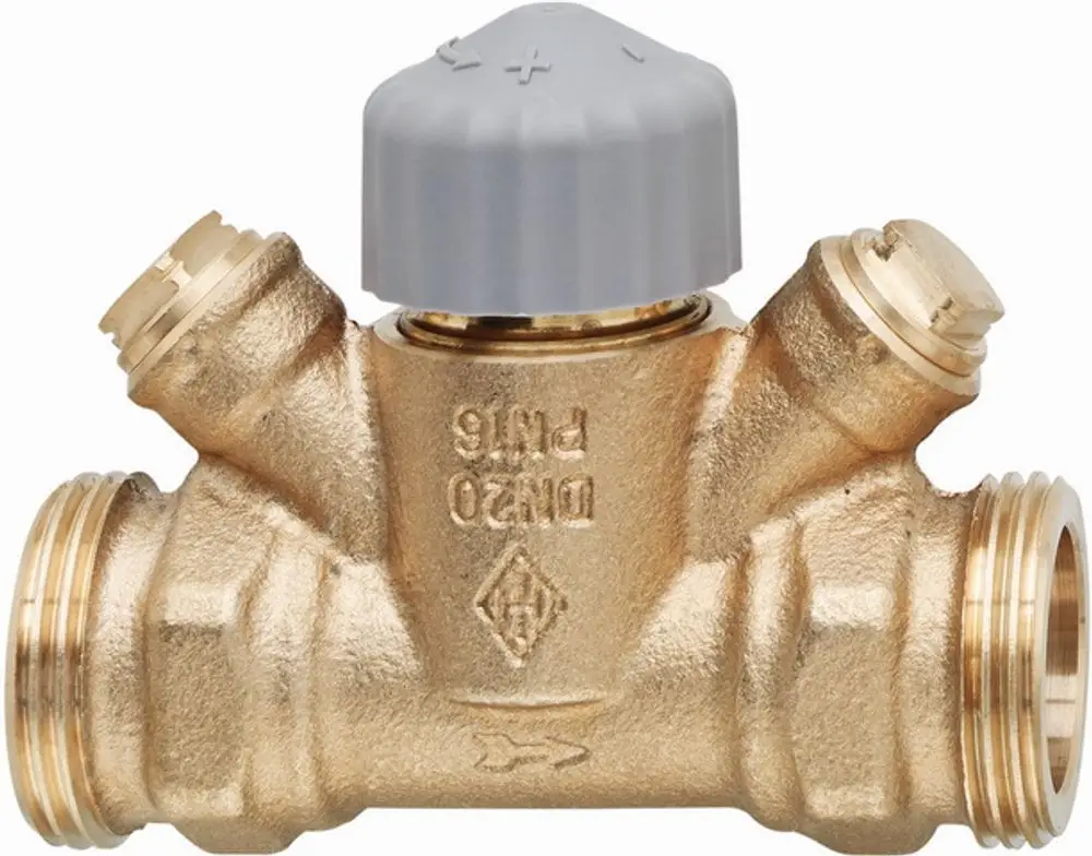 Strangventil mit Außengewinde, hergestellt von IMI Hydronic Engineering. Das Produkt weist zwei Anschlüsse auf und ist aus Messing gefertigt.